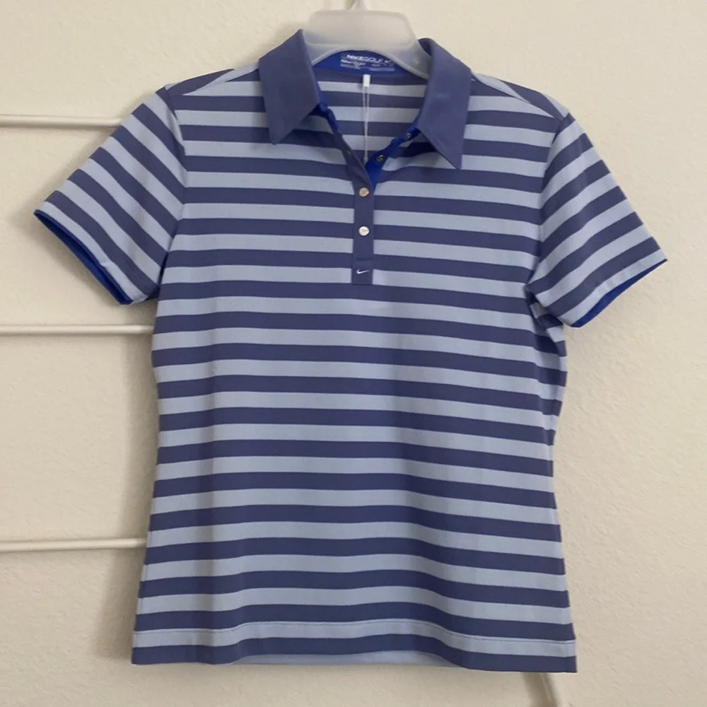 NWT NIKEGOLF FITDRY Polo Shirt Blue & Light Gray Stripes SZ S - Picture 1 of 4
